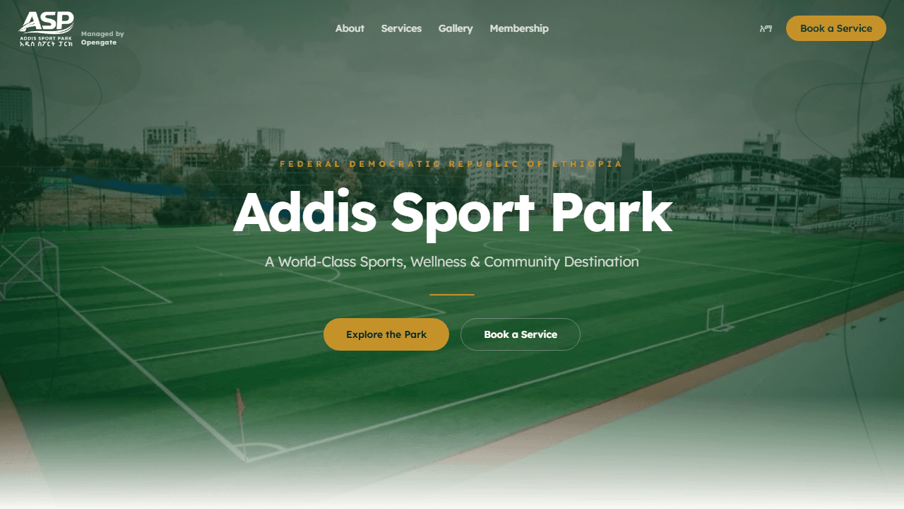 Addis Sport Park public website and facility