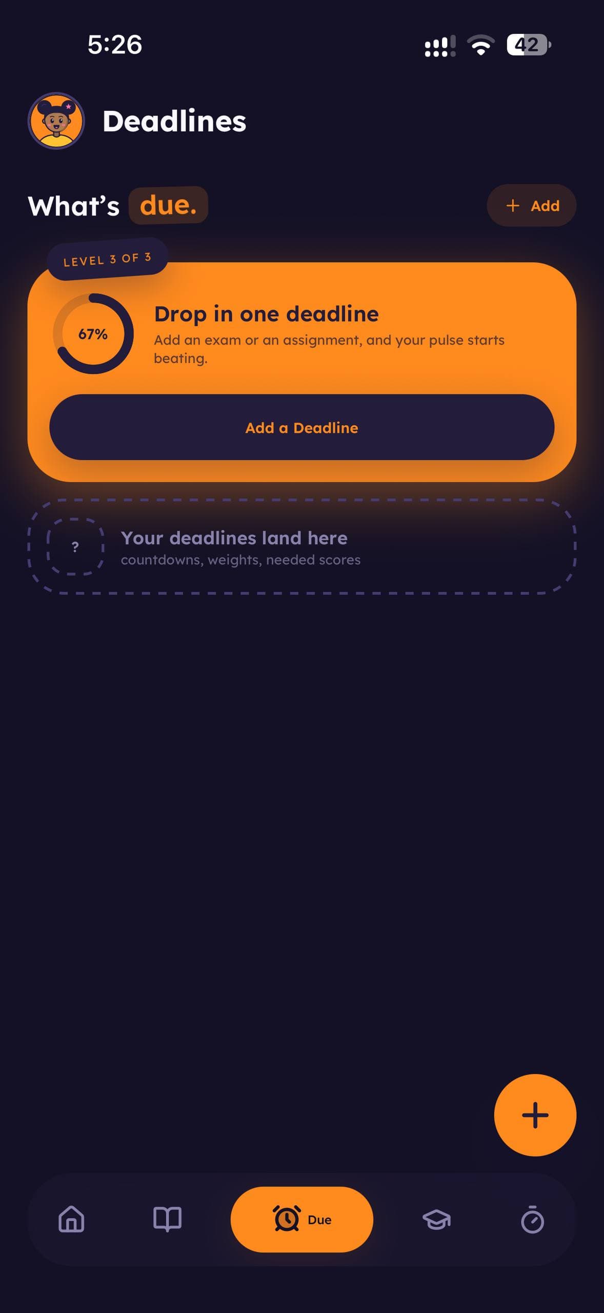 ClassPulse deadlines screen